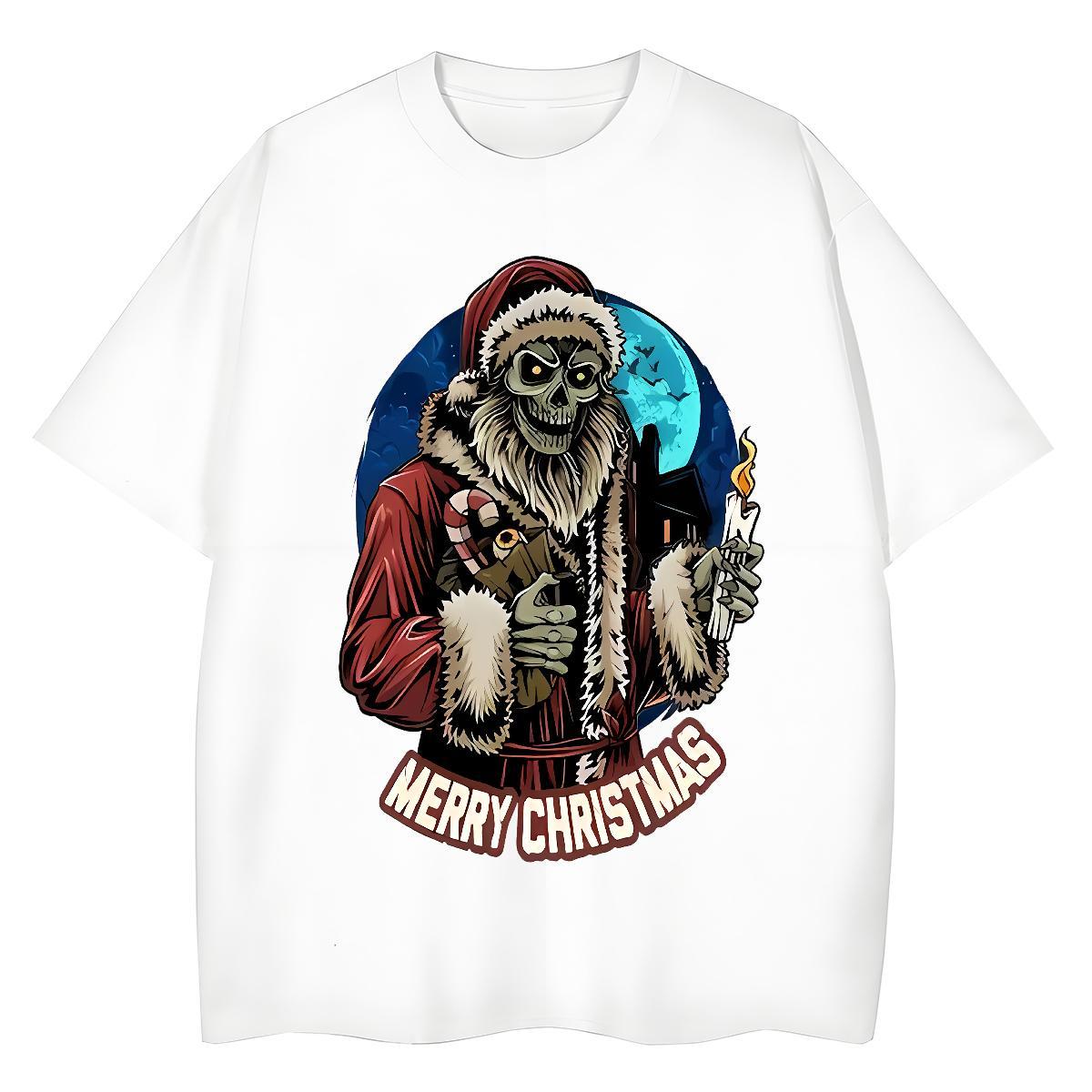 2024 DIY Women T Shirts 230g Pure Cotton O Neck Short Sleeves Casual Sport skull Women Tees Popular Cartoon Print Tops