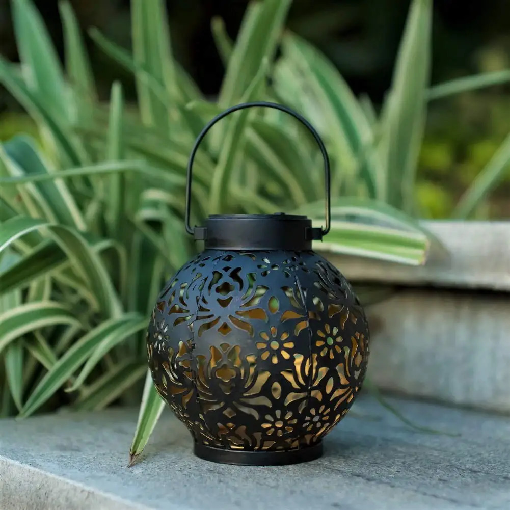 Outdoor Garden Solar Light Iron Art Pendant Hollow LED Landscape Light Garden Decoration Project Waterproof Light 241008
