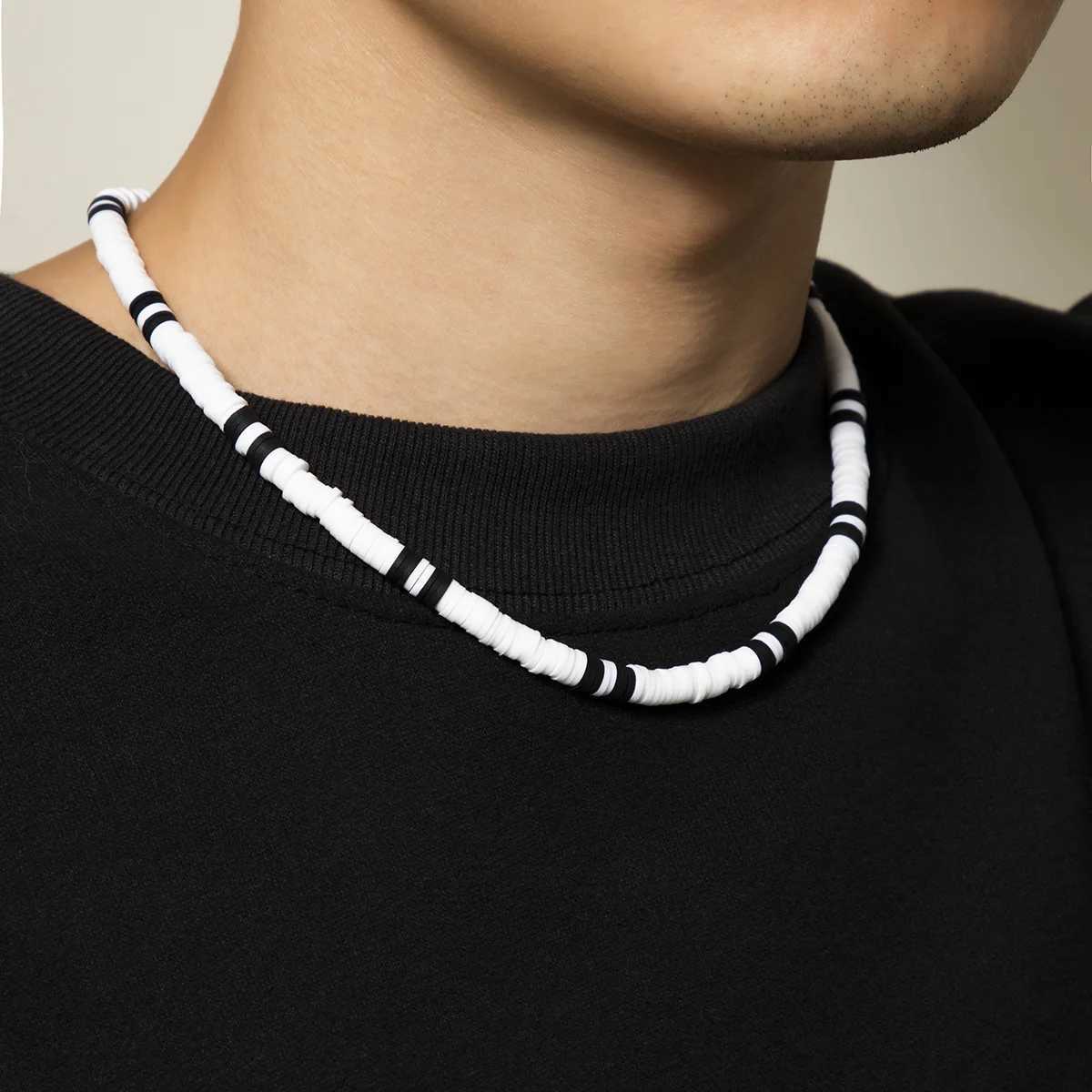 New Summer White Black Color Soft Clay Beads Choker Necklaces for Women Men Simple Minimalist Collar Necklaces Jewelry GiftsX241010