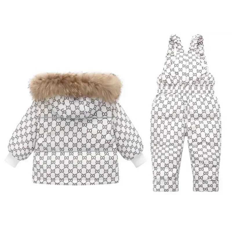 Down Coat Childrens Down Jacket Set -30 C Winter Girls Duck Down Jacket+Overalls Warm Set Childrens Boys Coat H241010