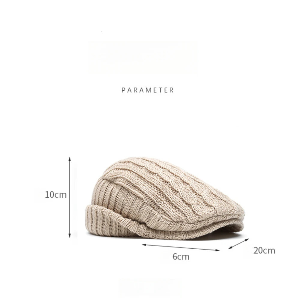 Knitted womens beret comfortable cotton winter bean wool lining loose suitable for autumn winter fashionable knitted duckbill hat 241007