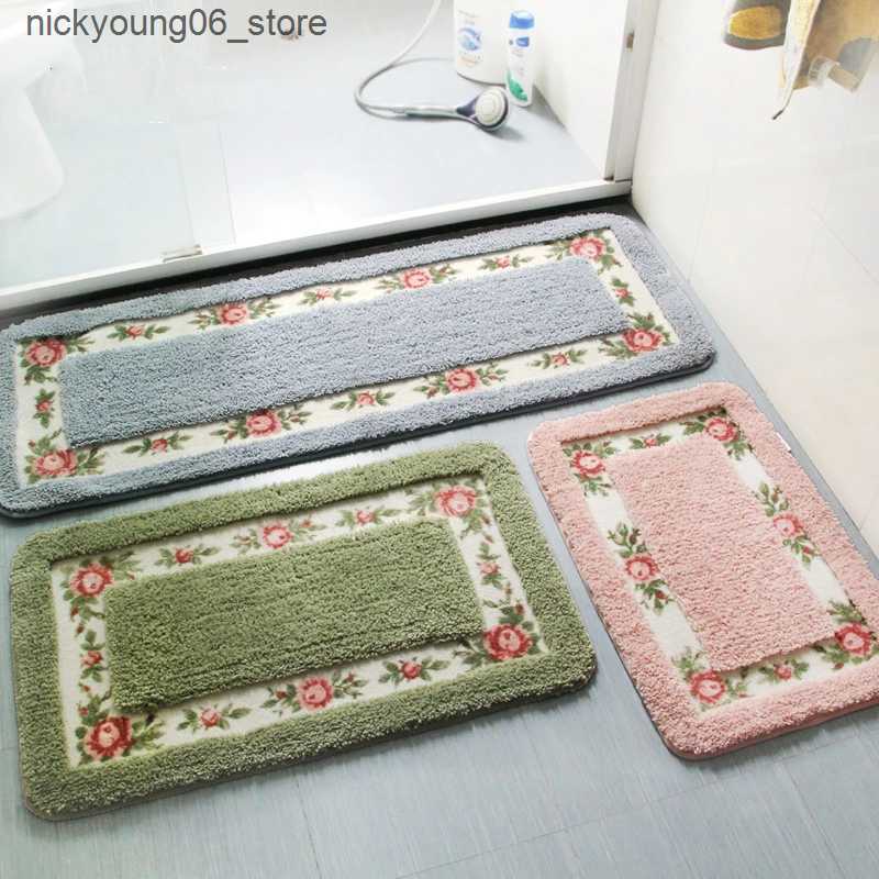 Non-Slip Bath Mats Pastoral Style Bath Mat Multi -Sizes Bathroom Kitchen Carpets Set Anti-Slip Doormat Shower Room Toilet Rugs Floor Area Decor Pad L2