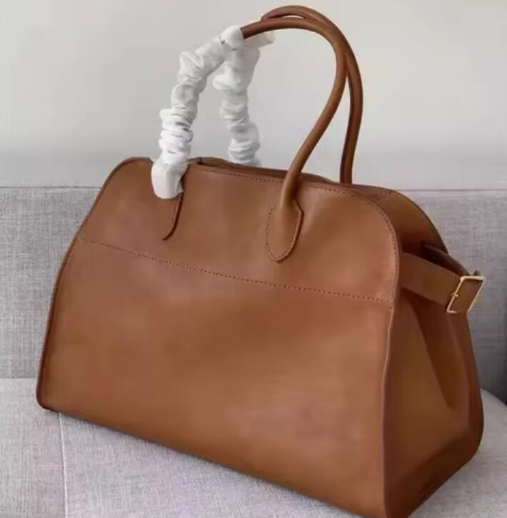 Margaux15 Cowhide Retro Large-capacity Tote Versatile Commuter Shoulder Womens Soft Genuine Leather Boston Bag For Storage Handbag 9013