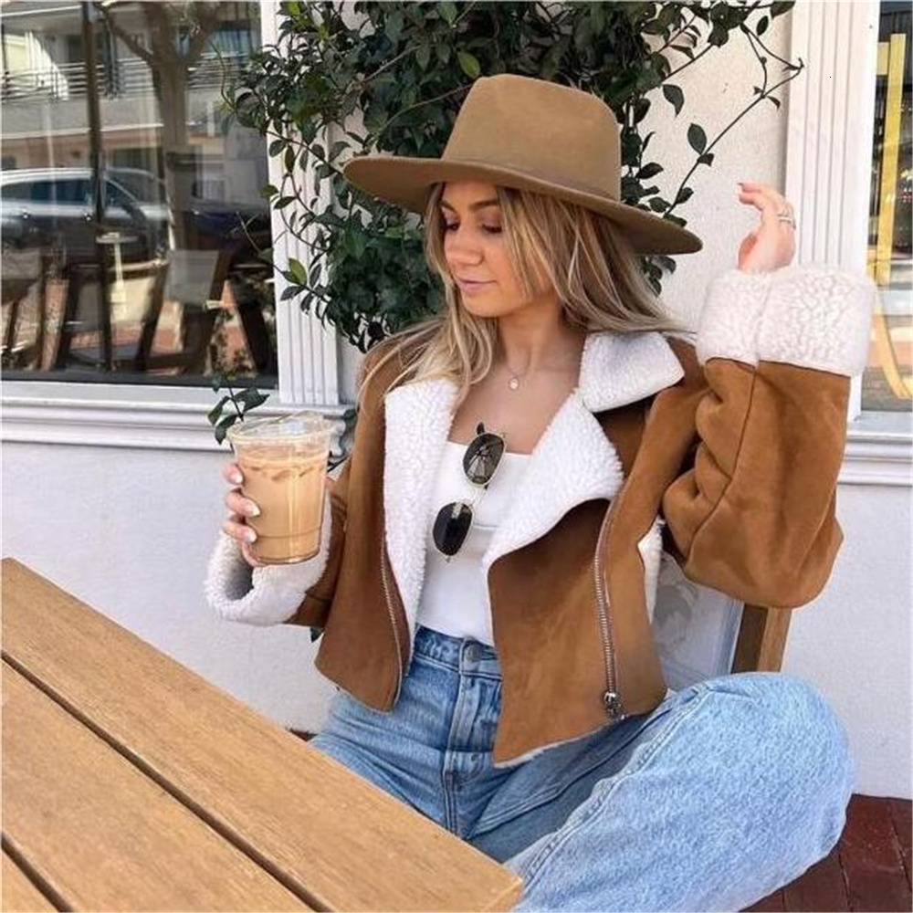 Winter Oufits Cropped Jackets 2023 Korean Faux Fur Coat Winer Coats For Women Brown Furry Jacket Vintage Clothes