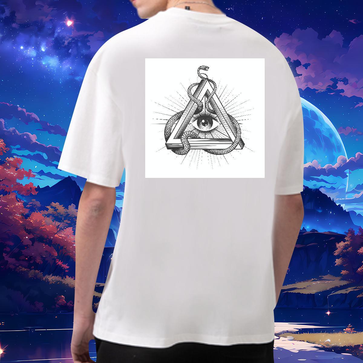 Popular T shirt 230g 100% Cotton eye of the devil Daily Outfit Custom Cartoon Breathable Short Sleeve Men Tops Tees Casual New Tees Shirts