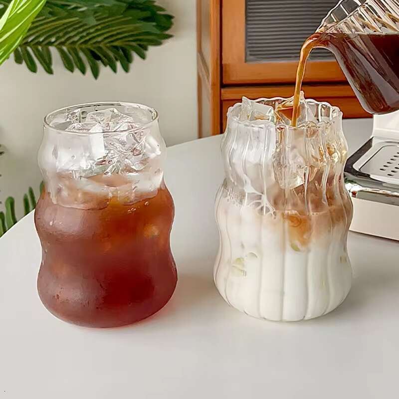 1Pc Glass Cup 530Ml Water Glasses Stripe Mug Heat-Resistant Tumbler Drinkware Perfect Tea Juice Milk Coffee For Party