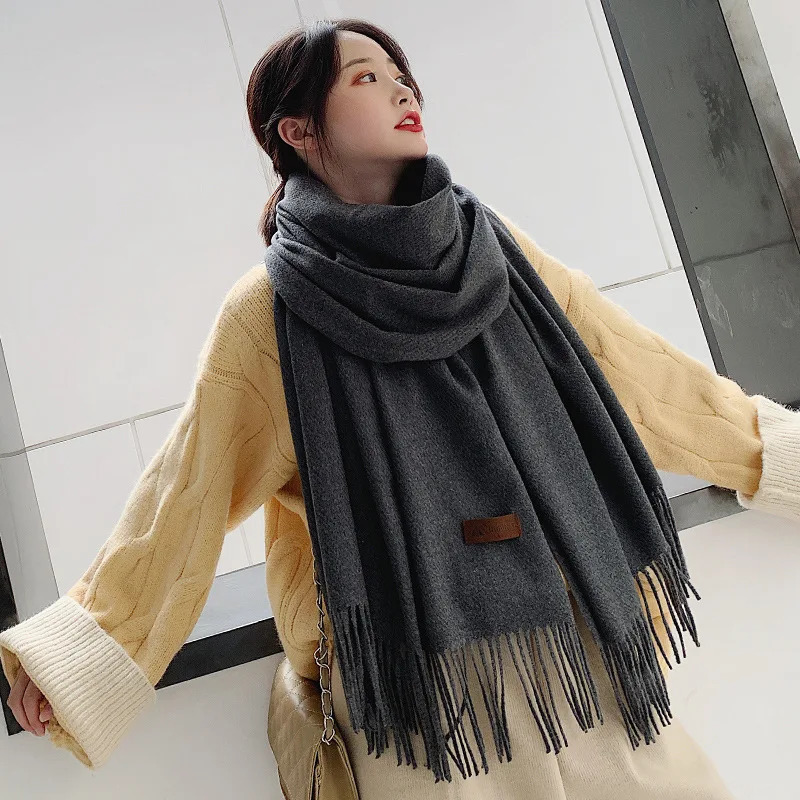 VISROVER 20 colors woman winter scarf fashion female shawls cashmere handfeeling winter wraps solid color winter hijab Gift 241009