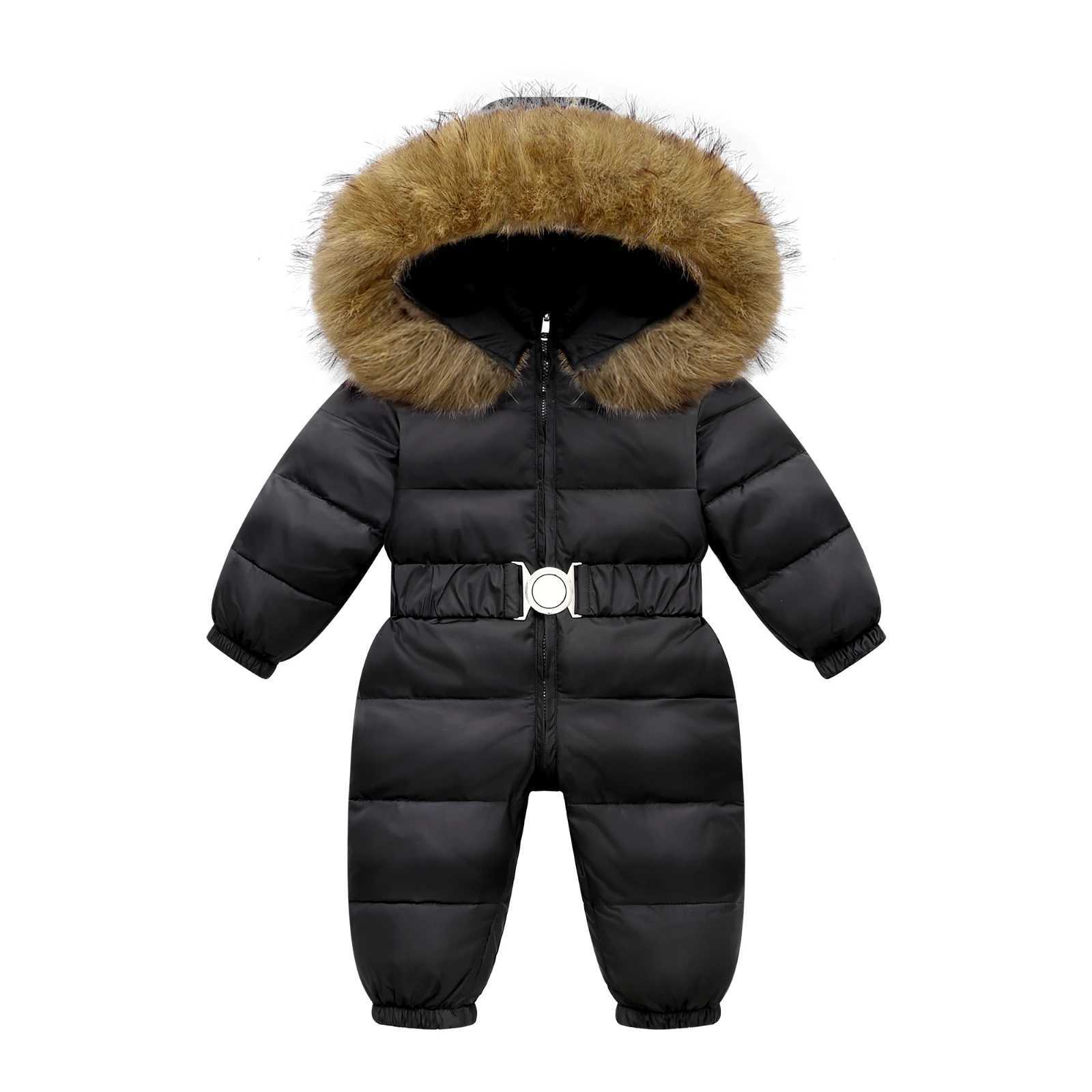 Down Coat -30 Winter Ski Suit Baby Jumpsuit Boy Overalls waterproof Warm down jacket toddler girl Clothes Child Clothing coat overcoat H241010