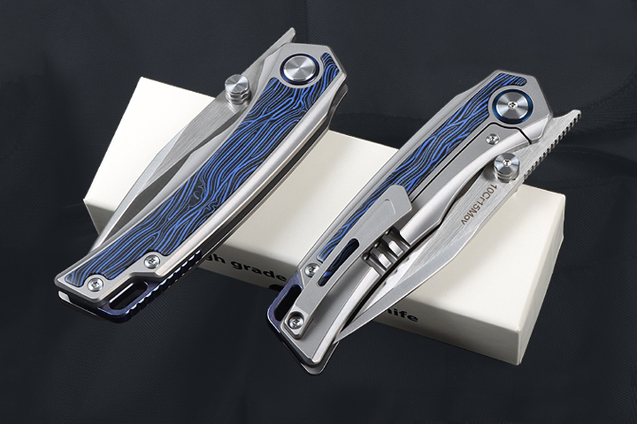 High End TC4 Titanium Alloy Flipper Knife 10Cr15Mov Satin Drop Point Blade Ball Bearing Fast Open EDC Pocket Knives Outdoor Tools