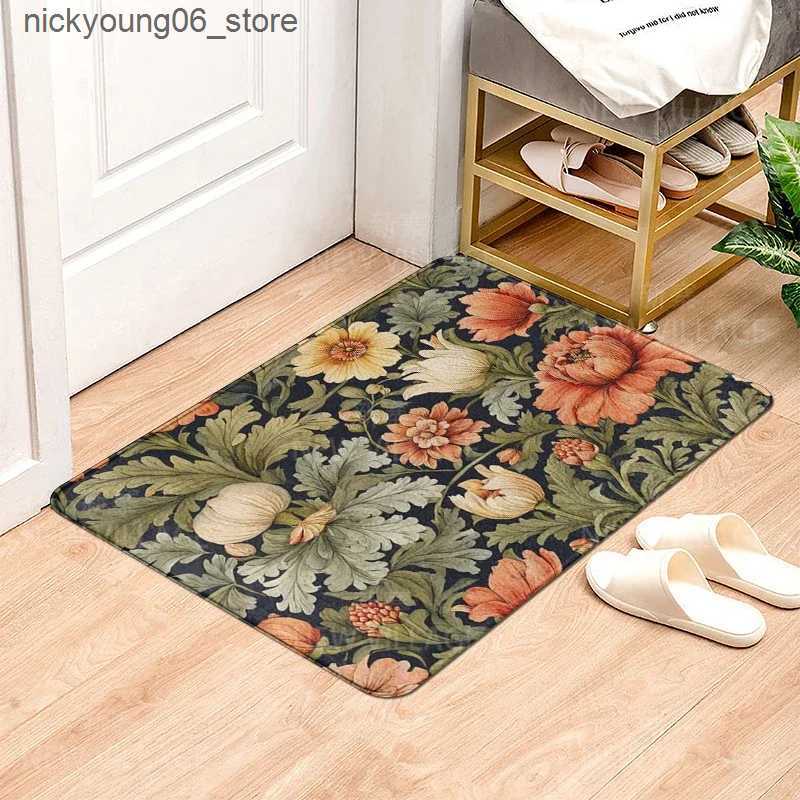 Non-Slip Bath Mats House entrance carpet Home door mat Modern Nordic style Room Bath Foot bathroom non-slip Kitchen water rugs Abstract plant L240910