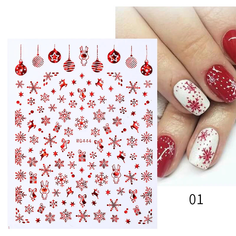 Christmas 3D nail stickers snowflake patterns nail art stickers fluorescent Christmas and winter sliders nail charm 241008