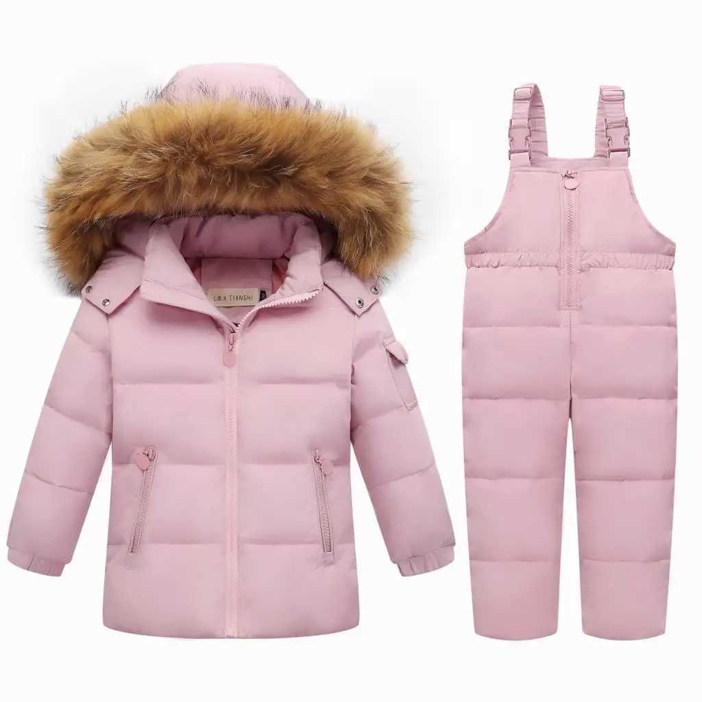 Down Coat OLE-30 degree Russian winter boys clothing set jacket+girls jacket 1-5 years old baby girls snow jacket H241010