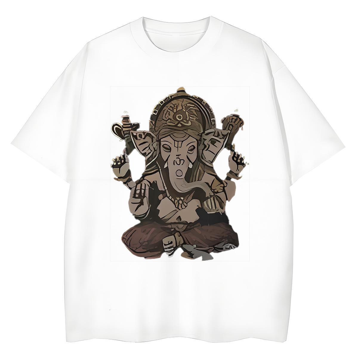 Designer T-Shirts 100% Cotton 230g Breathable Short Sleeve Outdoor Ganesha Women Tees Designer Nice Black Oversized Top Shirts