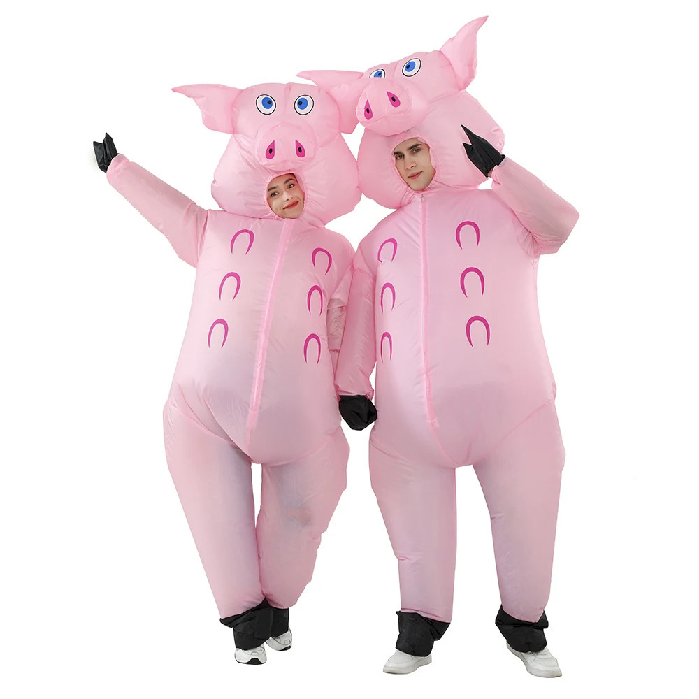 Adult mascot pink pig inflatable costume Halloween cosplay male and female animal party disco 241007