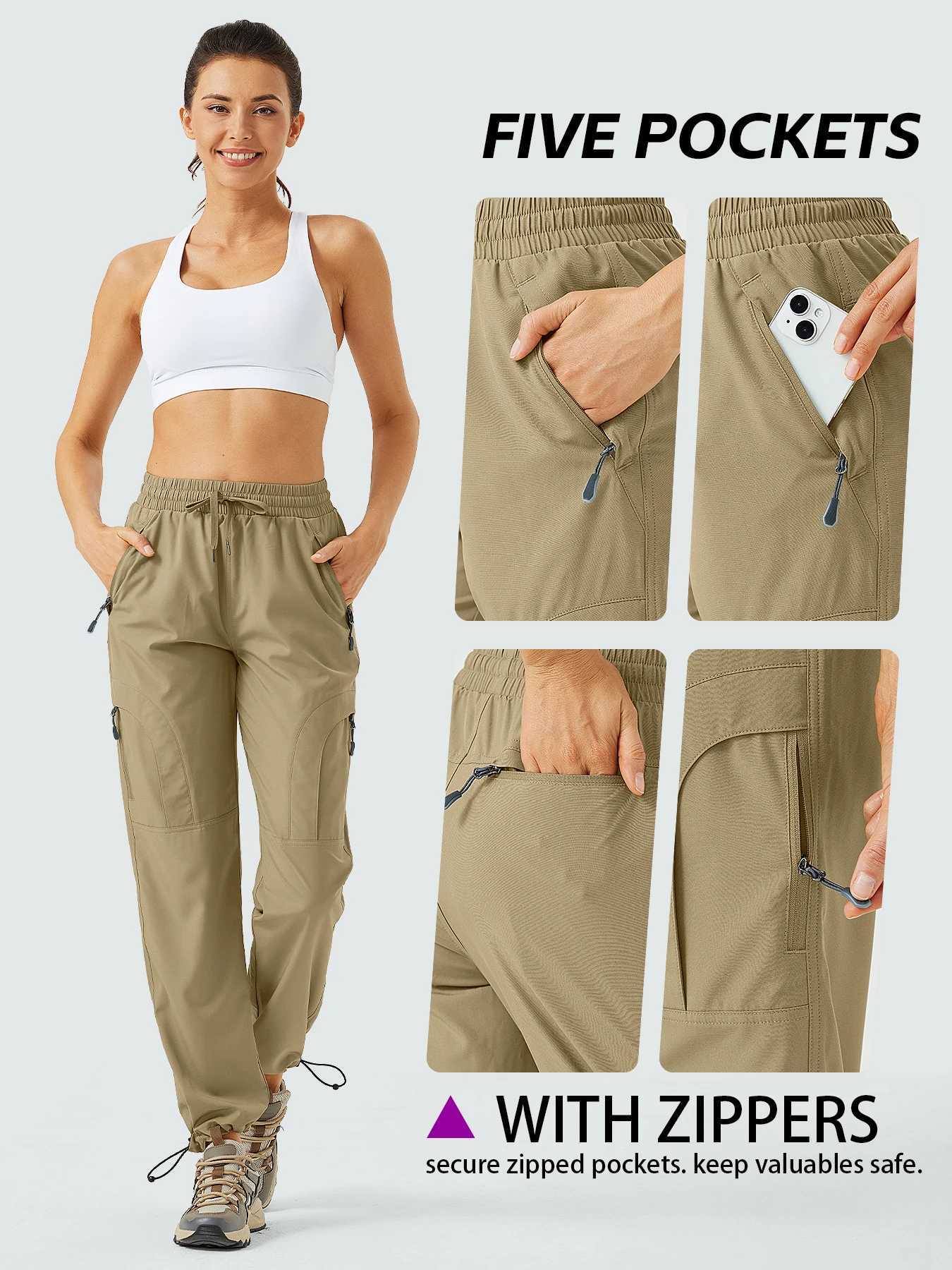 Womens hiking pants quick drying UPF 50 travel golf pants lightweight camping work pants zipper pocket W241009