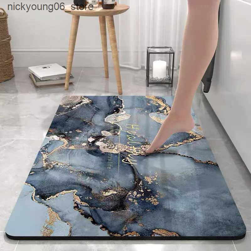 Non-Slip Bath Mats Bathroom Non-slip Absorbent Floor Mat Home Shower Room Bathtub Rug Quick Drying Entrance Door Diatomite Rubber Soft Bath Mat L24091