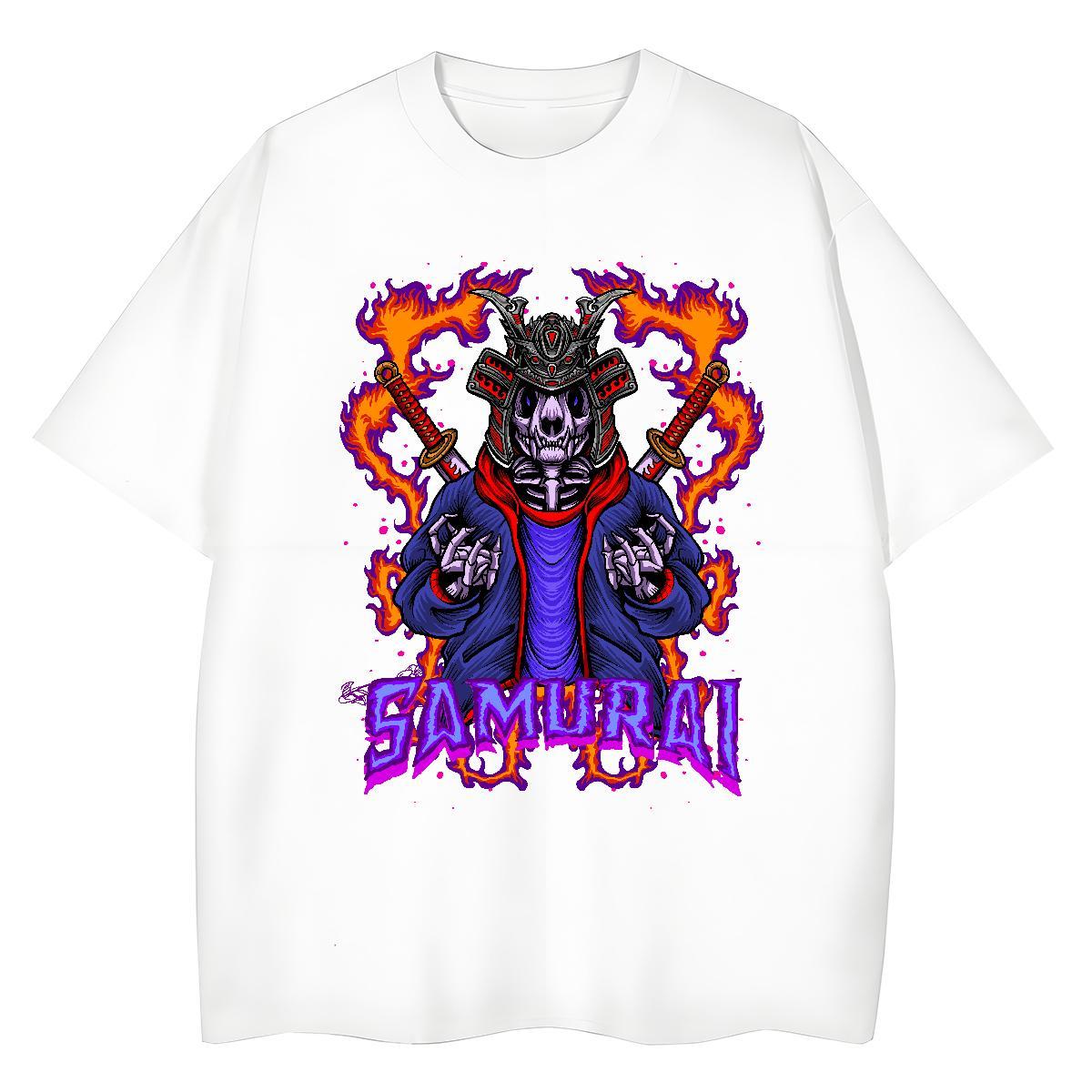 New T-Shirts for Women 230g Pure Cotton Crew Neck Casual Sport skull Womens Tshirts Comfortable Anime Oversized Tees