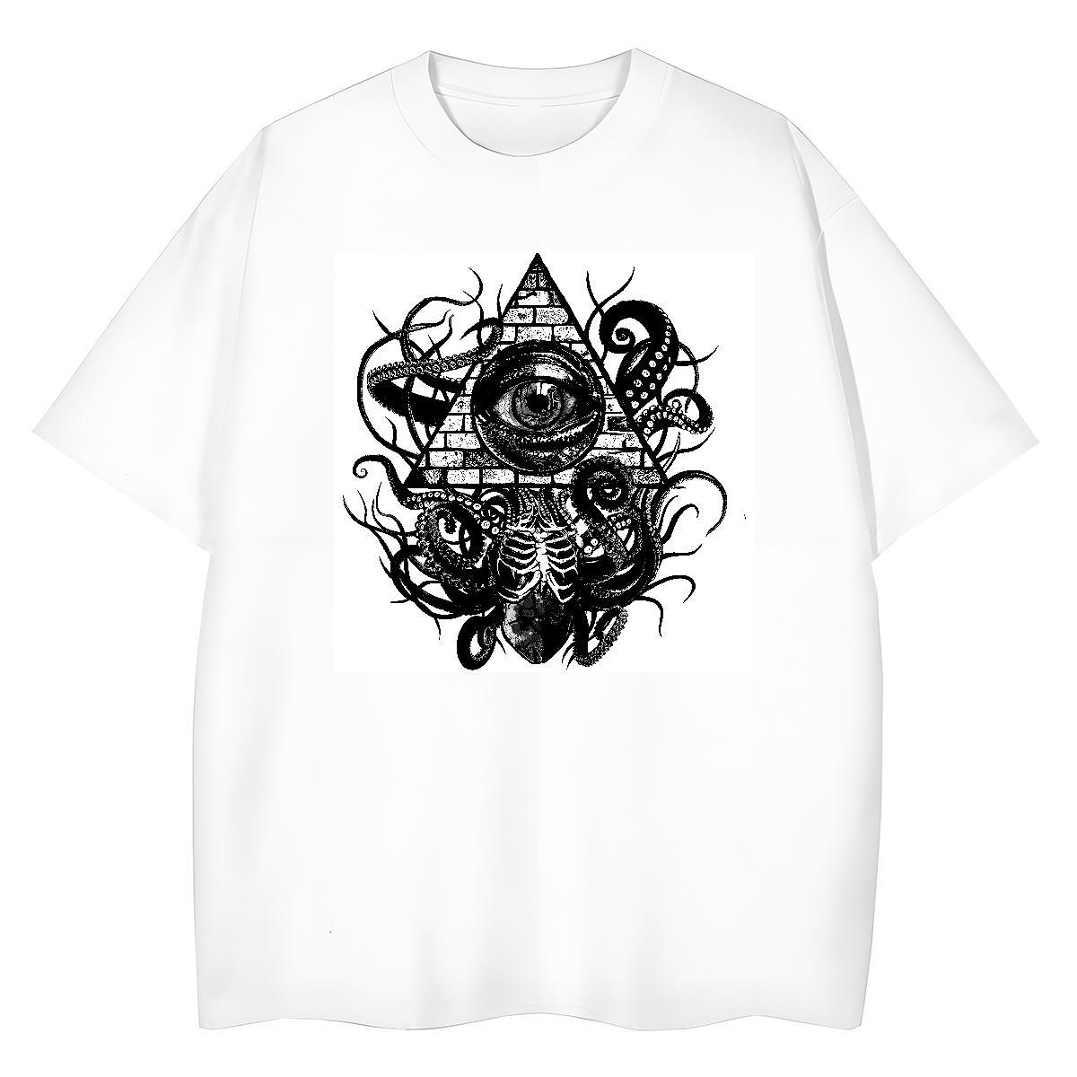 Classic Women T Shirts 230g 100% Cotton Short sleeve Soft Hip Hop Street eye of the devil Tshirt for Man Woman High quality Black Oversized Tees Shirt