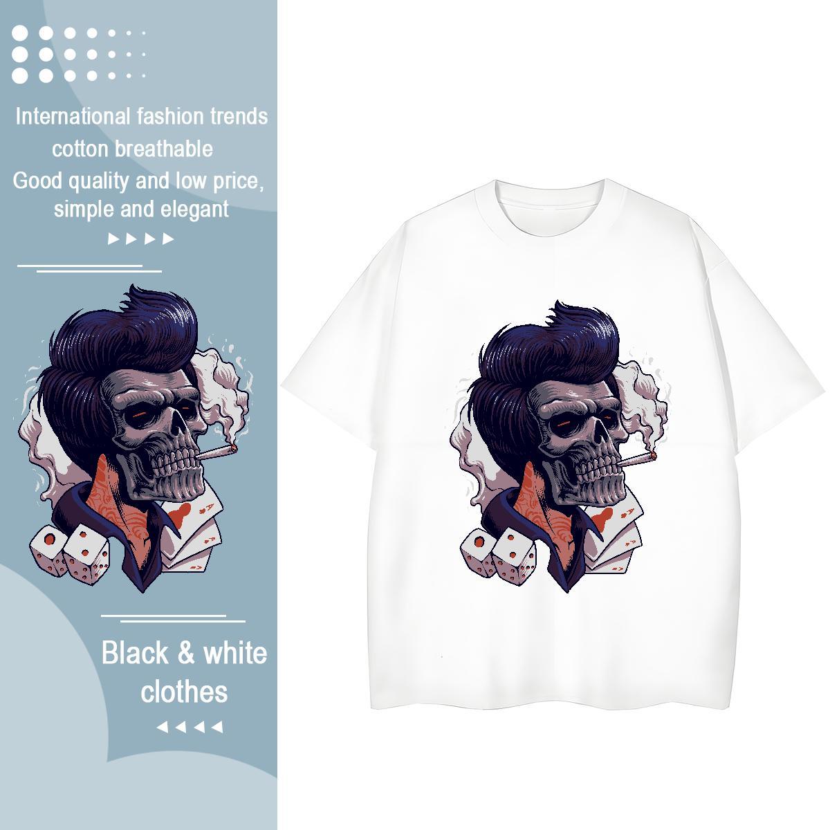 Custom T Shirts Women 230g 100% Cotton Breathable Short Sleeve Spring Summer skull Woman Tshirt Lady Customized Tees Shirts