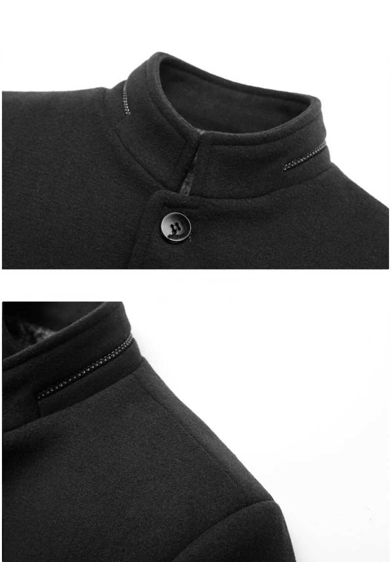 Winter Mens Woolen Coat Slim Fit Jackets Casual Fleece Lined Thick Warm Jacket Overcoat Windbreaker Wool Long Trench Pea Coat LX241010