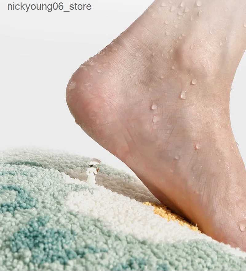 Non-Slip Bath Mats Inyahome Farmhouse Bathmat Floor Runner Rug Floral Shape Bath Mats Non-Slip Modern Carpet Washable Floor Mats L240910