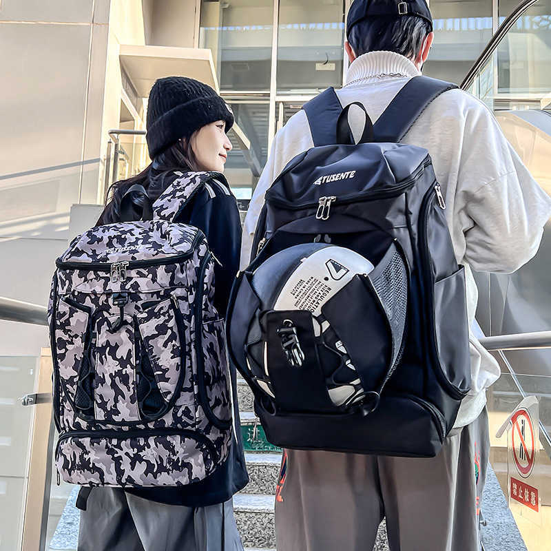 trendy sports backpack for men, large capacity outdoor travel backpack, independent shoe compartment, basketball and football training bag 241015