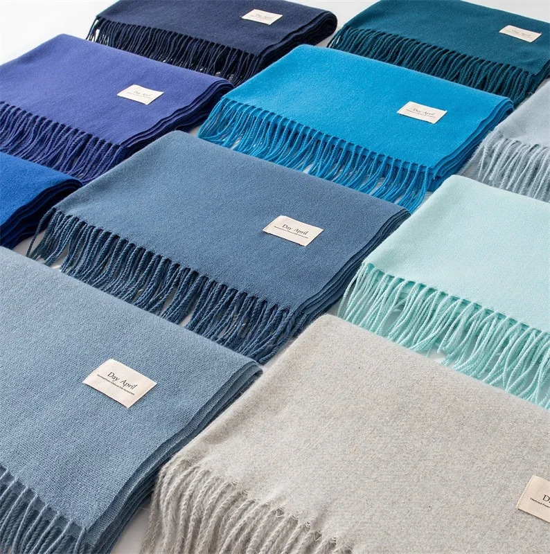 Cashmere Scarves for Women 2024 Winter Shawls Warm Wraps Lady Pashmina Solid Print Blanket Scarf Neck Headband Hijabs Stoles 241009