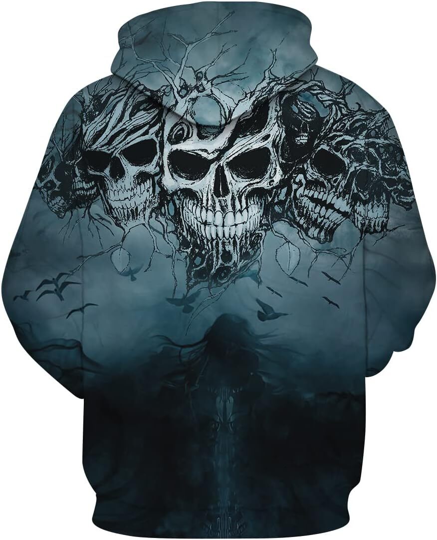 Hoodie for Mens Womens Mens Skull Printed Hoodie Novelty Graphic Sweatshirt Pullover Hoodies Graphic Pullover Long Sleeve cool