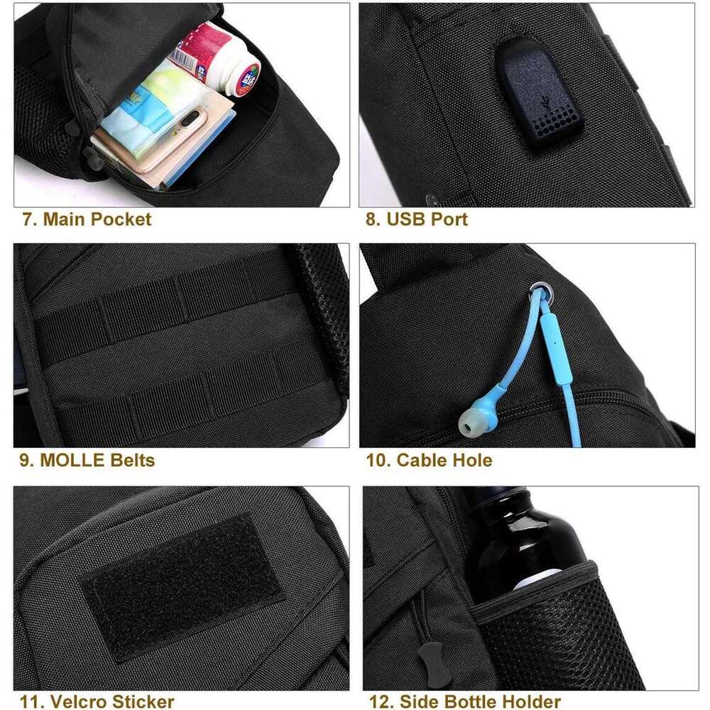 Tactical Sg Crossbody Bag, 800D Military Nylon Oxford Utility EDC Chest Pack Shoulder Daypack Organizer