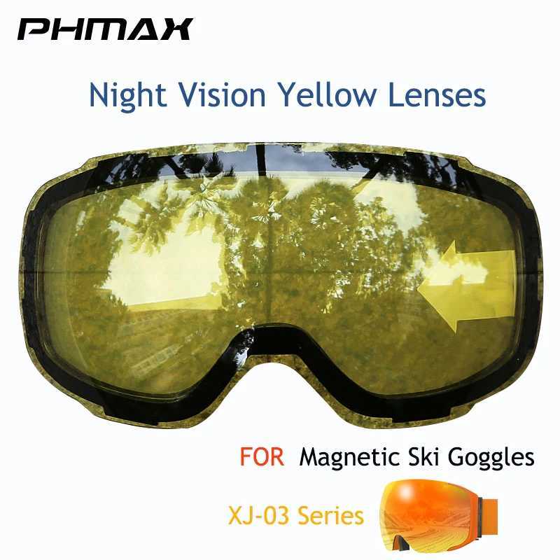 PHMAX Magnetic Ski Goggles Night Vision Yellow Lens Anti Fog UV400 Quick Change Goggles Suitable for XJ-03 CL241010
