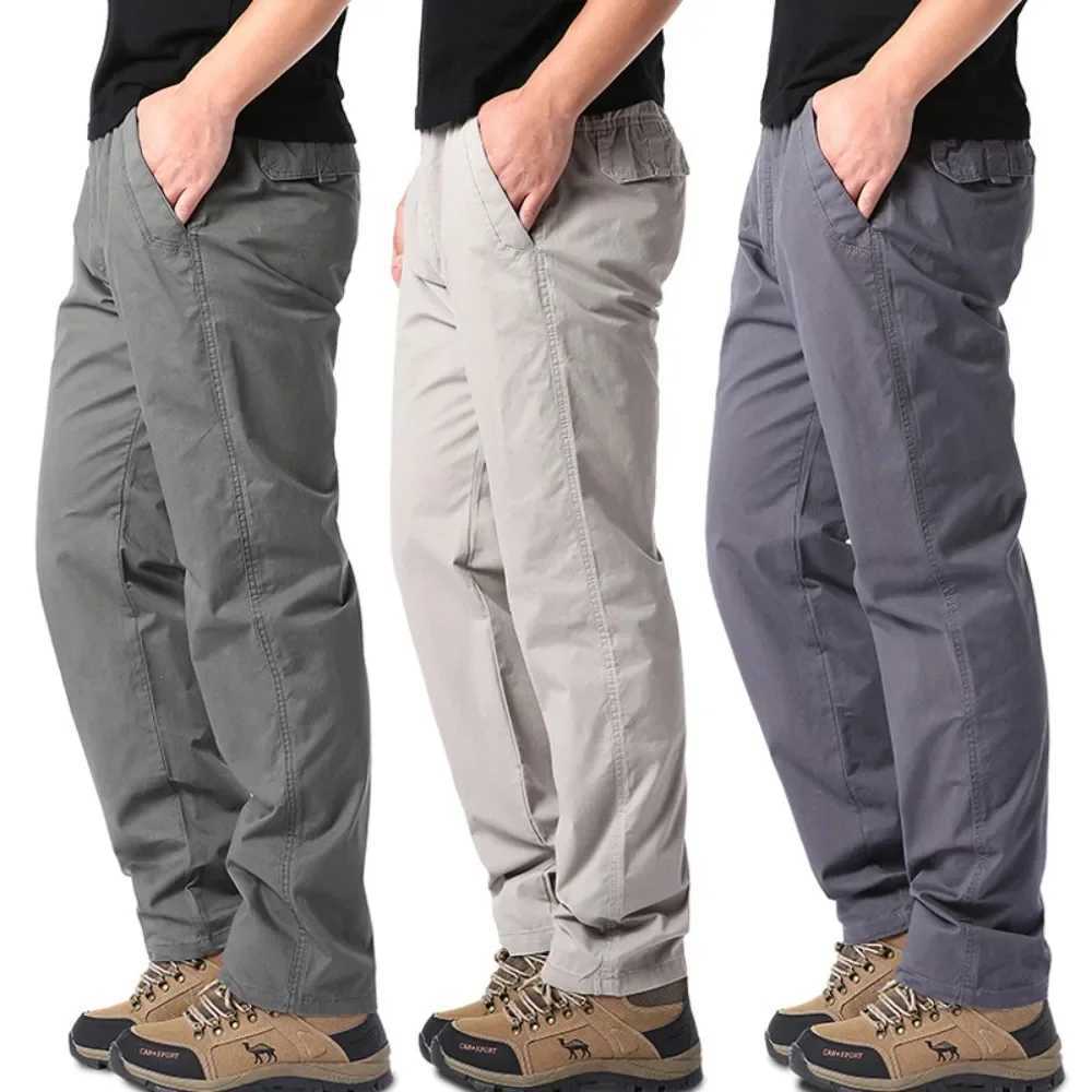 Mens casual pants for spring summer autumn cotton goods Trouser Plus size large sports pants loose straight mens elastic waist pants W241009
