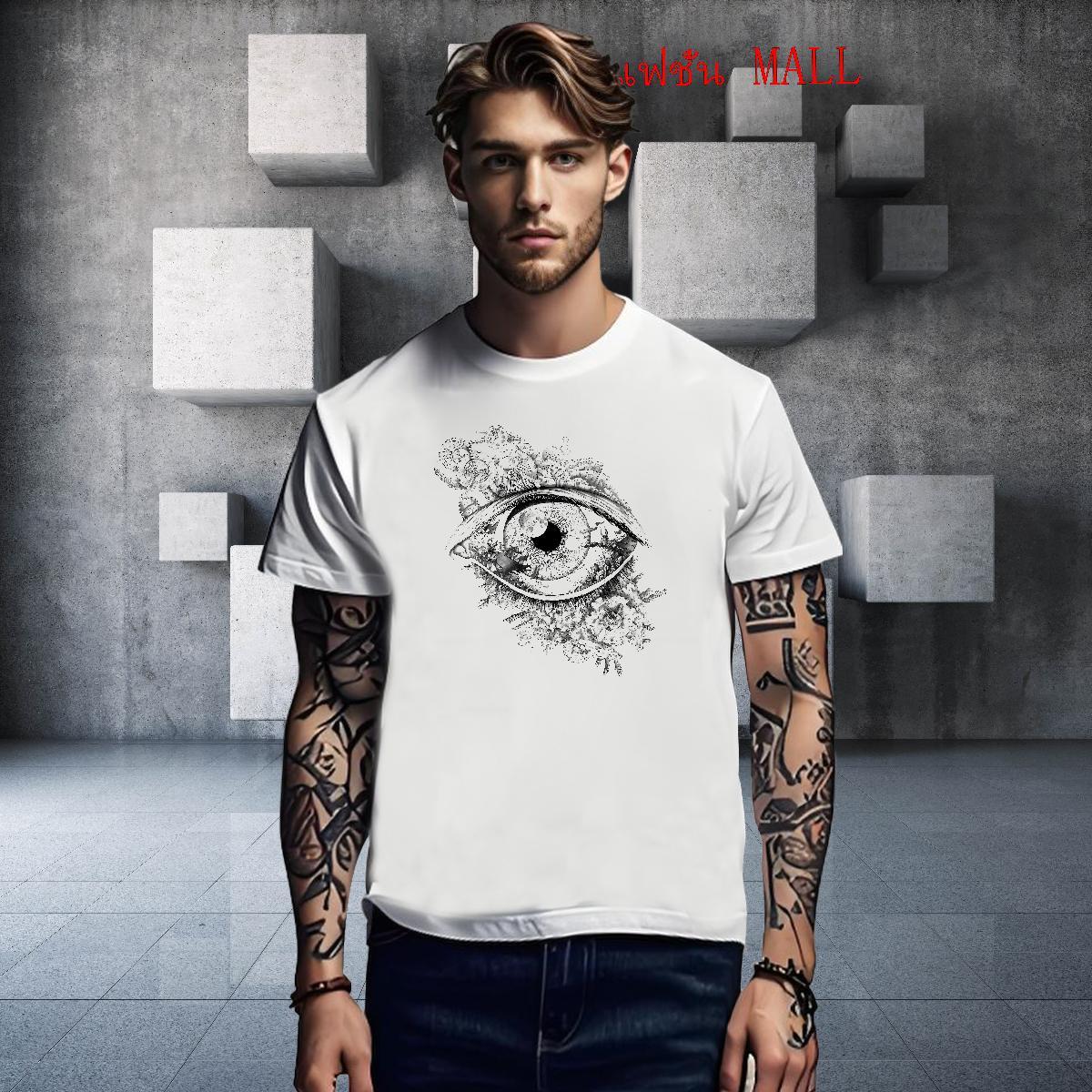 Popular T-Shirts for Men 230g Cotton eye of the devil Daily Outfit Plus Size Custom Breathable Short Sleeve Men Tshirts Casual New Tee Shirt