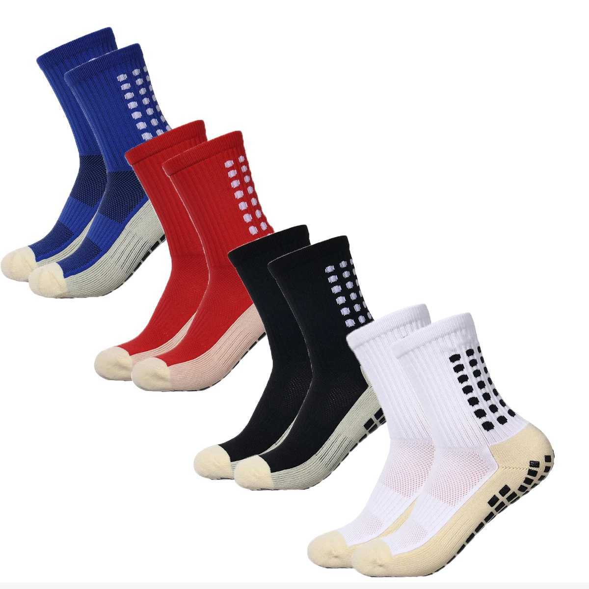 4 pairs of womens and childrens soccer socks with non slip grip and soccer pad designed specifically for non slip grip during sportsW241010