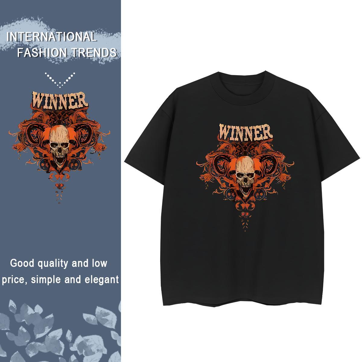 Popular T Shirts Men 230g 100% Cotton halloween Sports Casual Floral Print Short Sleeve Soft Tshirt for Man Woman DIY Clothings