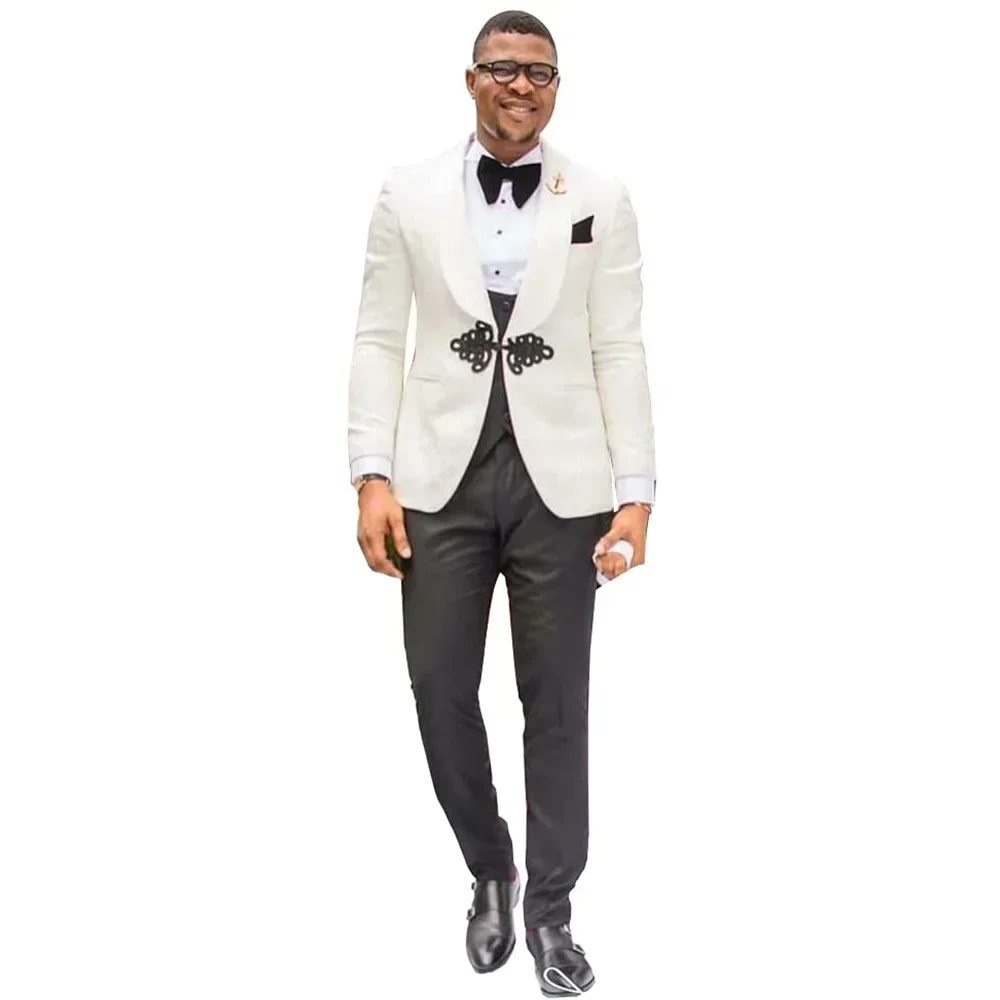 Floral Wedding Tuxedo Slim Fit Formal Suit With Christmas Tree Buttons Wedding Groom Tuxedo (Jacket + Vest + Pants) 2024