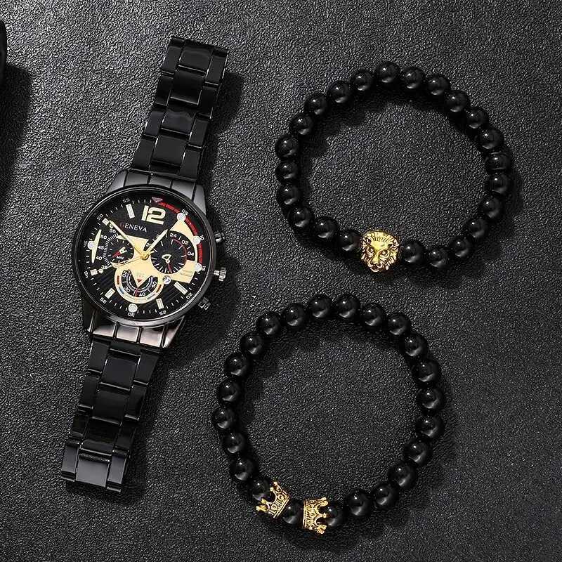 Mens Sports Watches Fashion Business Calendar Quartz Wristwatch Luxury Black Stainless Steel Casual Male Clock Relogio MasculinoX241010