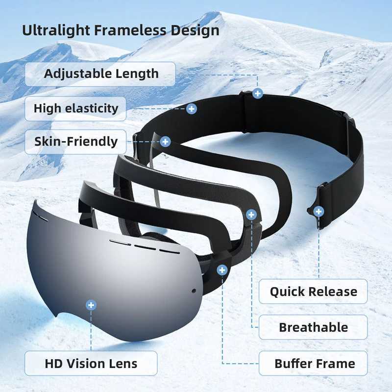 JSJM new ski goggles double-layer anti fog large ski goggles mens winter outdoor wind protection ski goggles CL241010
