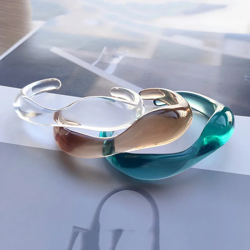 UJBOX 1PC Small Open Adjustable Acrylic Resin Bracelet Transparent Exquisite Bracelet Watch Jewelry Wholesale 241007