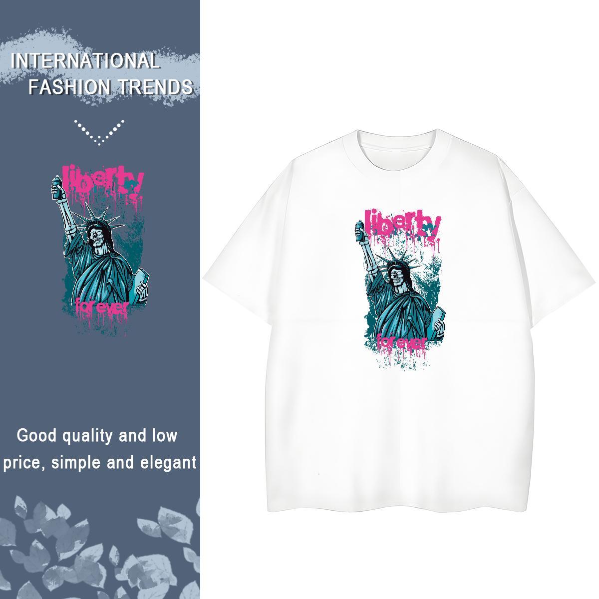 2024 Designer Woman T Shirts 230g Cotton Round Neck Short Sleeve Casual Daily Wear skull Couples T Shirts Unisex White Plus Size Top Tees