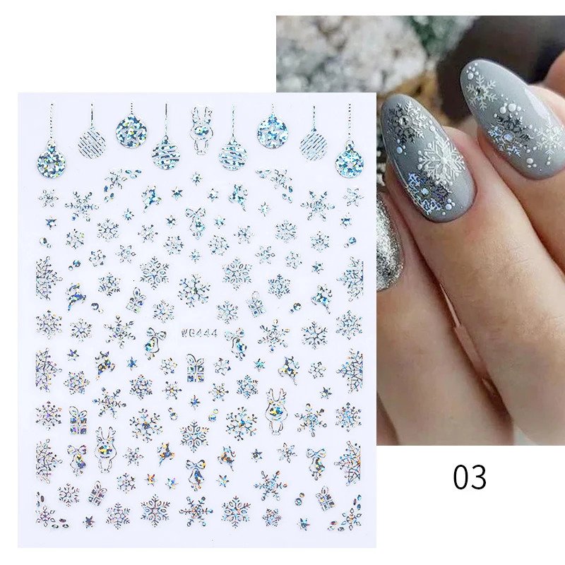 Christmas 3D nail stickers snowflake patterns nail art stickers fluorescent Christmas and winter sliders nail charm 241008