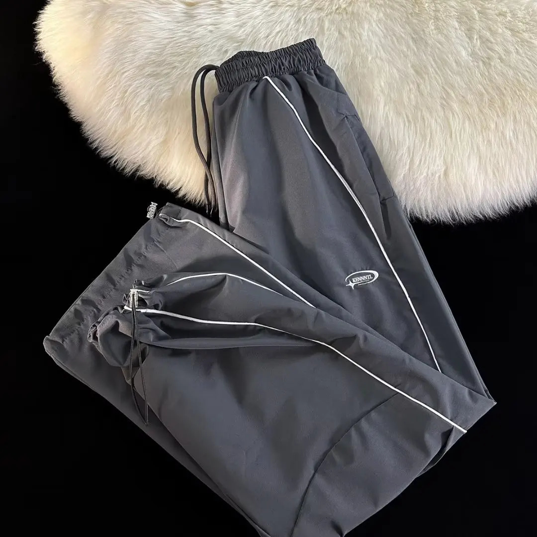 American ultra-fine mens casual track luggage cargo pants wide leg street wear sports pants Techwear Korean Y2K pants mens clothing 240930