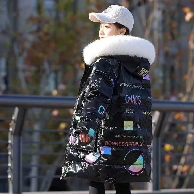 Down Coat -30 C Winter warm Down cotton Jacket Girls faux fur Coat Waterproof Hooded clothes Child Outerwear Clothing Parka Snowsuit 5-16Y H241010
