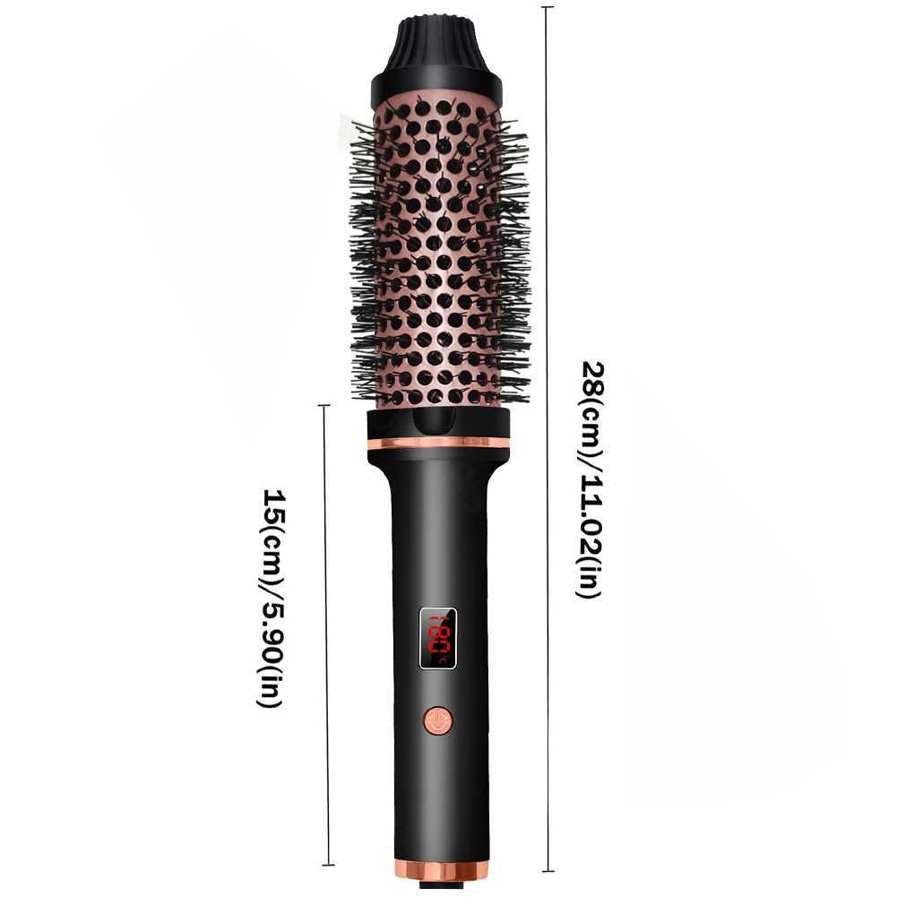 Curling Iron Brush Ceramic Tourmaline Curling Comb 5 Temperature Setting Hair Volumizing Comb 60 Min Auto Off for Home TravelXJ241010