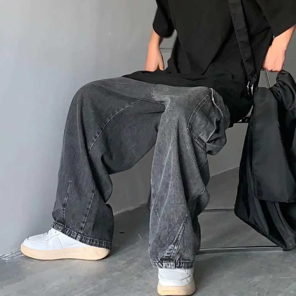 Vintage Baggy Jeans Trousers Male Denim Pants Wide Leg Pants Mens Jeans Oversize Cargo Pants Korean Streetwear Hip Hop HarajukuX241009