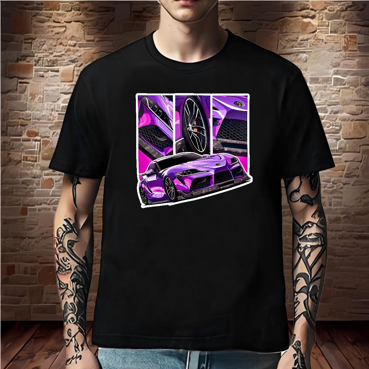 Brand T shirt 230g Cotton car Summer Casual Cartoon Printing M-4XL Breathable Crew Neck Mens Tshirts Free Shipping Tees