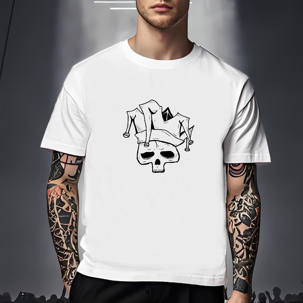 Loose T Shirts Men 230g Cotton skull Spring Summer Anime Breathable Short Sleeve Tshirt for Man Woman Casual New Clothings