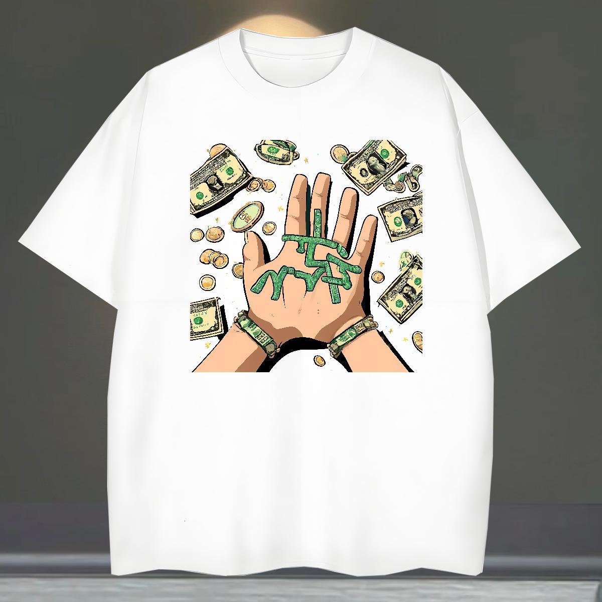 Comfortable T-Shirts 230g 100% Cotton dollar Hip Hop Street Cartoon Printing M-4XL Breathable Mens Tshirts New Arrival Tees Shirts