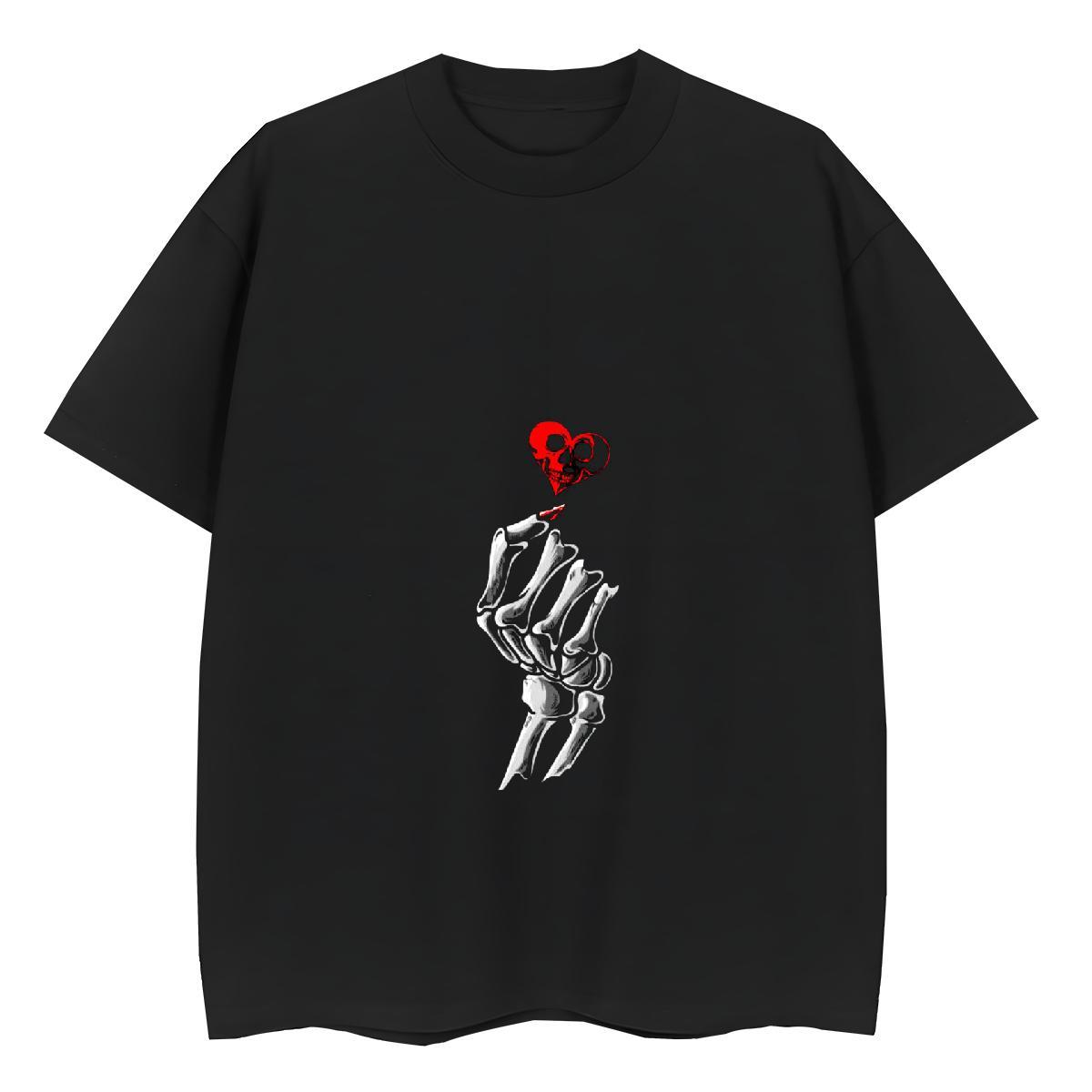 Casual New Woman T Shirts 100% Cotton 230g Breathable Short Sleeve Daily Wear skull Women Tshirts Loose fit Skull Tops Tees