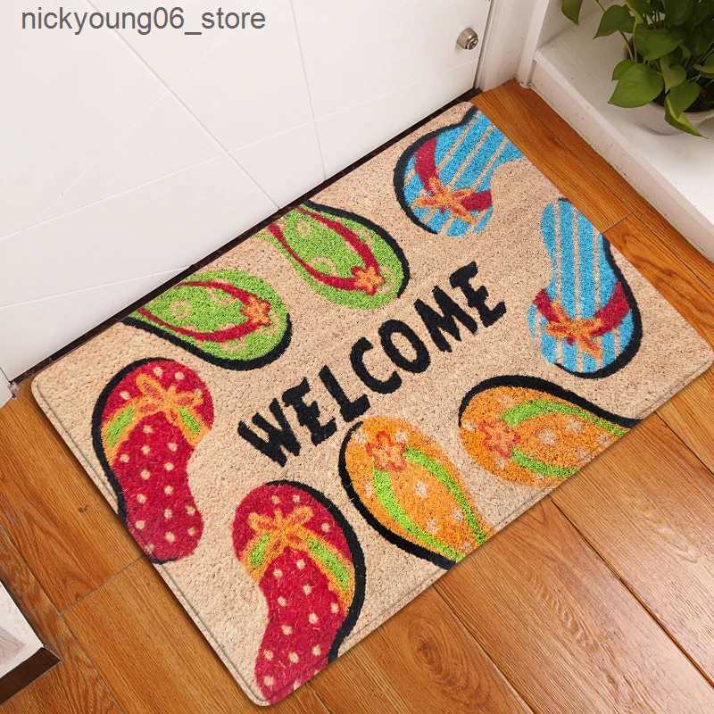 Non-Slip Bath Mats Door Mat Entrance Mat Welcome Flowers Patten Non-slip Doormat front doormats outdoor decor indoor funny floor mats bath rug L240910