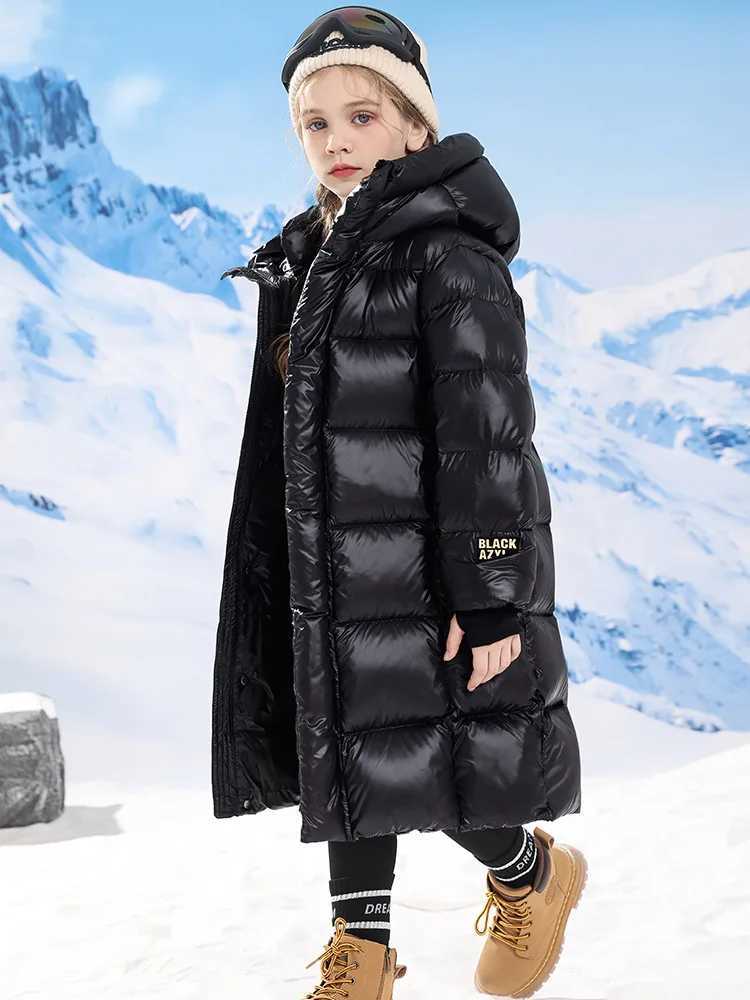 Down Coat Girl and boy down jacket long and thick Parkas black childrens hoodie warm coat baby apron snow jacket winter clothing XMP549 H241010